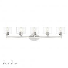  17915-91 - 5 Light Brushed Nickel. Extra Large Vanity Sconce with Mouth Blown Clear Glass
