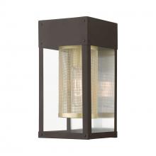  20761-07 - 1 Light Bronze with Soft Gold Candle and Brushed Nickel Stainless Steel Reflector Outdoor Wall Lant