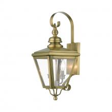  27372-01 - 2 Light Antique Brass Outdoor Medium Wall Lantern with Brushed Nickel Finish Cluster