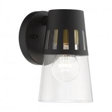  27971-04 - 1 Light Black Outdoor Small Wall Lantern with Soft Gold Finish Accents
