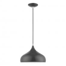  41172-96 - 1 Light Shiny Dark Gray with Polished Chrome Accents Pendant
