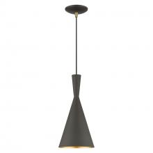  41185-07 - 1 Light Bronze Pendant with Antique Brass Finish Accents