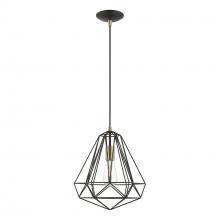  41324-14 - 1 Light Textured Black with Polished Chrome Accents Pendant