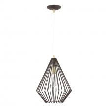  41325-07 - 1 Light Bronze with Antique Brass Accents Pendant