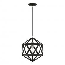  41328-04 - 1 Light Black with Brushed Nickel Accents Pendant
