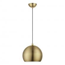  45482-01 - 1 Light Antique Brass with Polished Brass Accents Globe Pendant