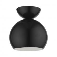  45487-68 - 1 Light Shiny Black Globe Semi-Flush