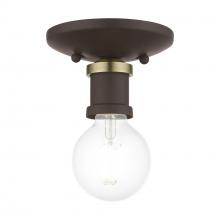  47160-07 - 1 Light Bronze with Antique Brass Accents Single Flush Mount