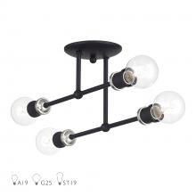  47176-04 - 4 Light Black Large Semi-Flush with Brushed Nickel Accents
