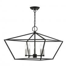  49435-04 - 5 Light Black with Brushed Nickel Accents Chandelier