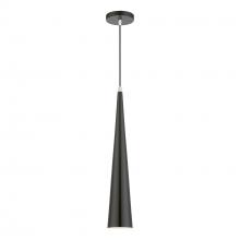  49631-68 - 1 Light Shiny Black with Polished Chrome Accents Single Tall Pendant