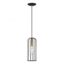  49713-07 - 1 Light Bronze with Antique Brass Accents Pendant
