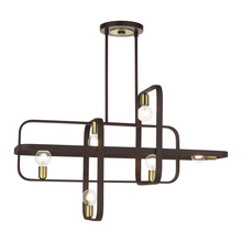  49748-07 - 6 Lt Bronze with Antique Brass Accents Linear Chandelier