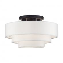  50307-07 - 4 Light Bronze Extra Large Semi-Flush with Hand Crafted Off-White Color Fabric Hardback Shades