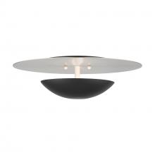  56570-04 - 2 Light Black Large Semi-Flush/ Wall Sconce with Brushed Nickel Reflector Backplate