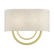  60273-33 - 2 Light Soft Gold Large ADA Sconce with Hand Crafted Oatmeal Fabric Shade with White Fabric Inside