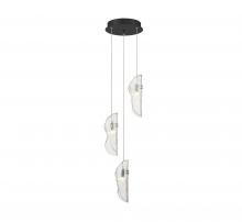  10162-017-02 - Sorrento, 3 Light LED Pendant, Clear, Black Canopy