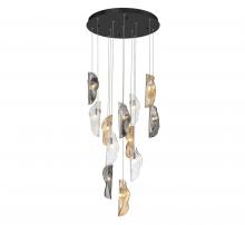  10164-024-02 - Sorrento, 12 Light Round LED Chandelier, Mixed with Copper Leaf, Black Canopy