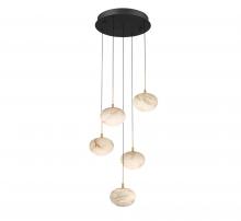 Lib & Co. US 12262-02 - Calcolo, 5 Light Round LED Chandelier, Matte Black