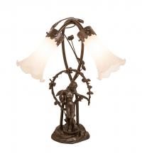  109504 - 17" High White Tiffany Pond Lily 2 Light Trellis Girl Accent Lamp