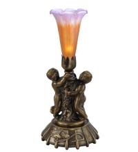  11500 - 12" High Amber/Purple Pond Lily Twin Cherub Mini Lamp