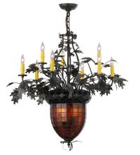  125052 - 34" Wide Greenbriar Oak 9 Arm Chandelier