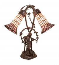  134637 - 17" High Stained Glass Pond Lily 2 Light Trellis Girl Accent Lamp