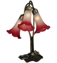  13593 - 15.75" High Pink/White Tiffany Pond Lily 3 Light Accent Lamp