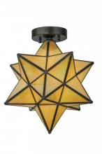  148883 - 12"W Moravian Star Beige Iridescent Flushmount