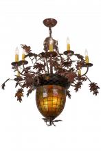  165173 - 34" Wide Greenbriar Oak 9 Arm Chandelier