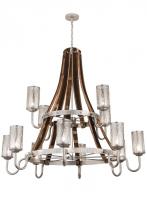  187994 - 60" Wide Barrel Stave Winter Maple 12 Light Chandelier