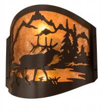  188369 - 11" Wide Elk at Lake Wall Sconce