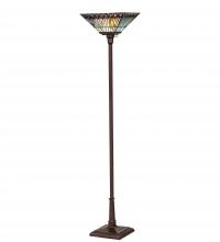  251412 - 70" High Tiffany Jeweled Peacock Torchiere