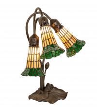  251686 - 16" High Stained Glass Pond Lily 3 Light Accent Lamp