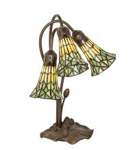  251688 - 16" High Stained Glass Pond Lily 3 Light Accent Lamp