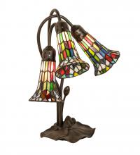  251692 - 16" High Stained Glass Pond Lily 3 Light Accent Lamp