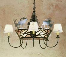  47704 - 36"W Elk on the Loose 5 LT Chandelier