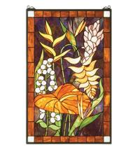  51539 - 20"W X 32"H Tropical Floral Stained Glass Window