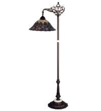  65840 - 61"H Tiffany Peacock Feather Bridge Arm Floor Lamp