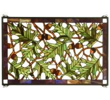  66276 - 28"W X 18"H Acorn & Oak Leaf Stained Glass Window