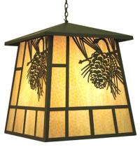  70142 - 30" Square Stillwater Winter Pine Lantern Pendant