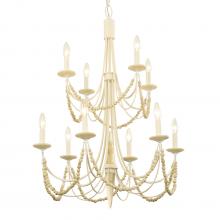  350C10CW - Brentwood 10-Lt 2-Tier Chandelier - Country White