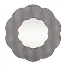  453MI36A - Scallop 36-in Wall Mirror - Gray Shagreen/Weathered Brass