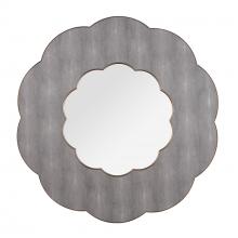  453MI54A - Scallop 54-in Wall Mirror - Gray Shagreen/Weathered Brass