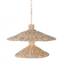  502P09FGN - Hilton Head 9-Lt 2-Tier Pendant - French Gold/Natural Seagrass