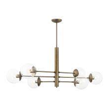  612750 - Mid-Century 6-Lt Linear Pendant - Antique Brass