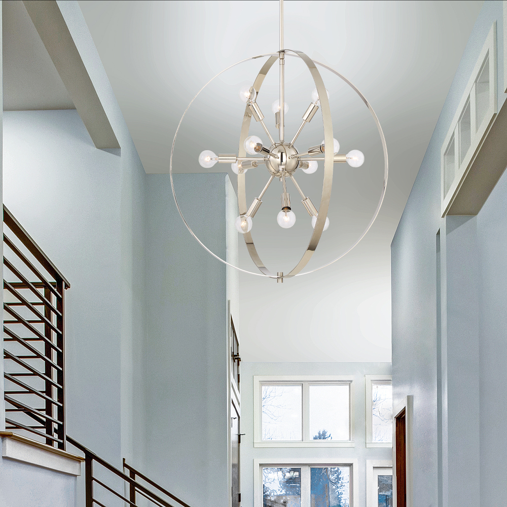 Marly 12-light Chandelier In Polished Nickel
