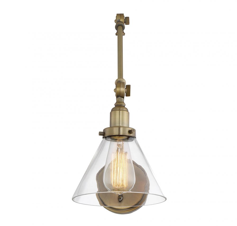 Drake 1-Light Adjustable Wall Sconce in Warm Brass