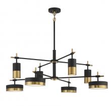 Savoy House 1-1637-8-143 - Ashor 8-Light LED Chandelier in Matte Black with Warm Brass Accents