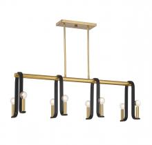  1-5533-8-143 - Archway 8-Light Linear Chandelier in Matte Black with Warm Brass Accents